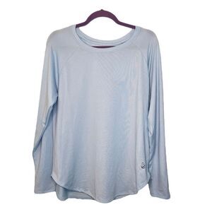 Cuddl Duds Cozy Long Sleeve Pajama Top Light Blue Soft Knit M